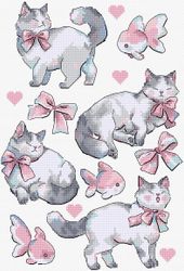 Broderikit Tavla Pink Dreams Kattsampler Katter