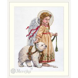 Broderikit Tavla Midvinter - Ängel med liten vitbjörn (aida)