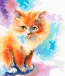 Broderikit Tavla Sunny Kitten - Kattunge i solstrålar