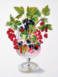 Broderikit Tavla Vinbär i ett glas
