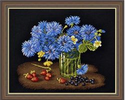 Broderikit Tavla Bukett blåklint och bär