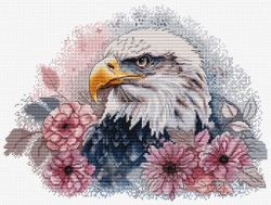 Broderikit Tavla Hunting Eagle - Jaktörn i blomster