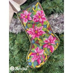 Broderikit Julstrumpa Rosa Julstjärna