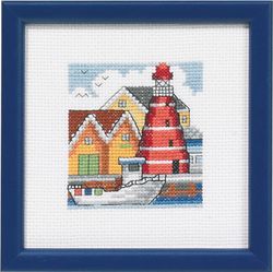 Broderikit Tavla Röd fyrhamn