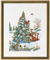 Broderikit Tavla Julgran för skogsdjur
