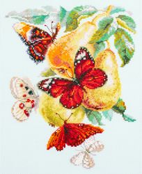 Broderikit Tavla Butterflies and Pears - Fjärilar och päron