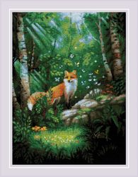 Broderikit Tavla Fox in the forest - Räv i sommarskogen