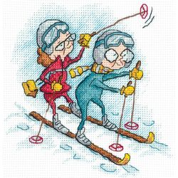 Broderikit Tavla Grandmothers skiers - Skidåkare