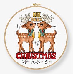 Broderikit Tavla Oh Deer Christmas is here