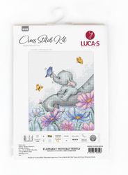 Broderikit Tavla Elephant with Butterfly - Elefant med fjäril