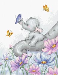 Broderikit Tavla Elephant with Butterfly - Elefant med fjäril