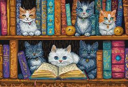 Broderikit Tavla Bookshelf - Katter i bokhylla