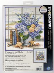 Broderikit Tavla  Hydrangeas and Shells