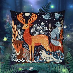 Broderikit Kudde When the night falls- Skogsdjur