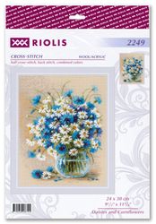 Broderikit Tavla Daisies and Cornflowers - Tusenskönor och blåklint