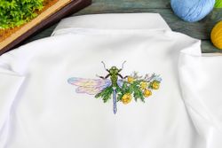 Broderikit Embroidery på Vattenlöslig aida Blommor och trollslända