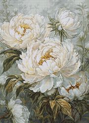 Broderikit Tavla The Light of Spring Peonies - Vita Pioner
