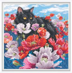 Broderikit Tavla Darling summer! - Katt och vallmo