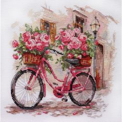 Broderikit Tavla Cykeln i blom