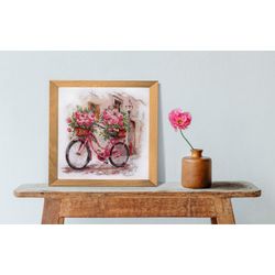Broderikit Tavla Cykeln i blom