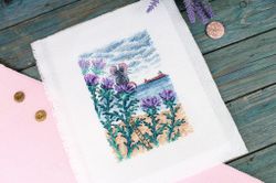 Broderikit Tavla A piece of the sea - Mus som tittar på havet