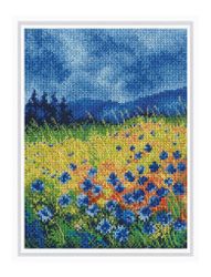 Broderikit Tavla Skyblue cornflowers - Himmelsblå blåklint