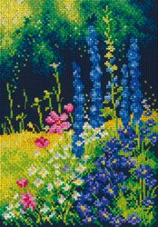 Broderikit Tavla Delphinium and cosmos - Riddarsporre och kosmos