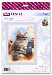 Broderikit Tavla Writer of Meowmoirs - Katt författare