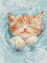 Broderikit Tavla Splashing playtime - Kattunge