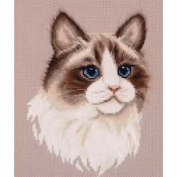 Broderikit Tavla - "Brush your Cat" - Ragdoll
