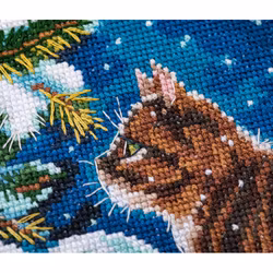 Broderikit Tavla Playful Kitten - Kattunge och Julgran