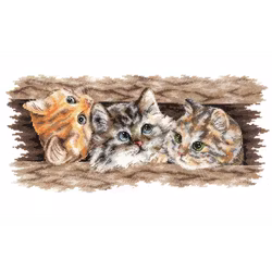 Broderikit Tavla Fluffy trio - Kattungar