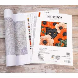 Broderikit Tavla Poppy Eyes - Katt i vallmo