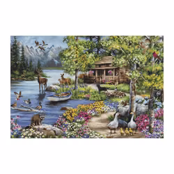 Broderikit Tavla Cabin by the lake - Stuga vid sjön