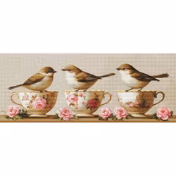 Broderikit Tavla Three Dainty Birds - Tre läckra fåglar