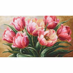 Broderikit Tavla Petit Point Graceful Tulips - Graciösa tulpaner