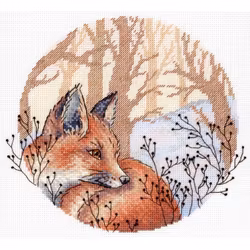 Broderikit Tavla In the winter forest - Räv
