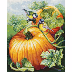 Broderikit Tavla Birdies On Pumpkin - Fåglar på pumpa