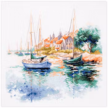 Broderikit Tavla The quiet harbor - Den lugna hamnen