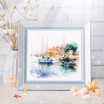 Broderikit Tavla The quiet harbor - Den lugna hamnen