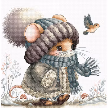Broderikit Tavla Autumn Fairytale Mouse - Liten mus