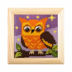 Broderikit för nybörjare Inkl Träram - Uggla