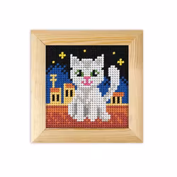 Broderikit för nybörjare Inkl Träram - Katt på taket