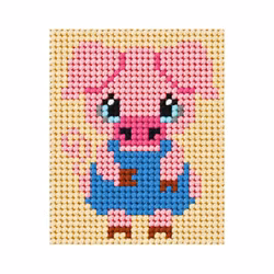 Broderikit för nybörjare Rosa gris