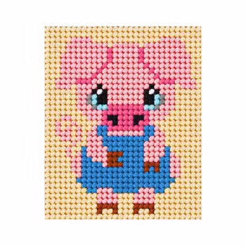 Broderikit för nybörjare Rosa gris