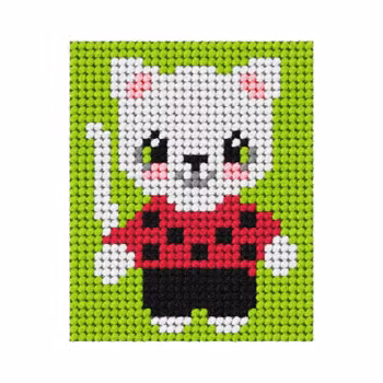 Broderikit för nybörjare Katt