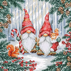 Broderikit Tavla Forest Friends - Skogstomtar