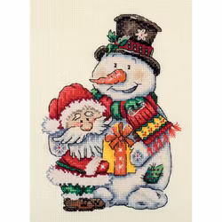 Broderikit Tavla Snowman and Santa - Snögubbe och Tomte