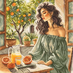 Broderikit Tavla Window to the Garden - Fönster mot trädgården