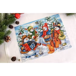 Broderikit Tavla Merry orchestra - Snögubbeorkester